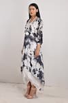 Shop_Bohame_White Crepe Printed Tie And Dye Round Harriet & Layered Dress _at_Aza_Fashions