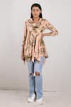 Buy_Bohame_Beige Modal Printed Tie And Dye Cowl Neck Lona & Frill Top _at_Aza_Fashions