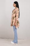 Bohame_Beige Modal Printed Tie And Dye Cowl Neck Lona & Frill Top _Online_at_Aza_Fashions