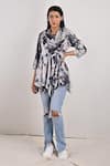 Buy_Bohame_Grey Modal Printed Tie And Dye Cowl Neck Layla & Frill Top _at_Aza_Fashions