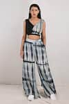 Buy_Bohame_Black Crepe Printed Tie And Dye V Neck Alafia Draped Top & Pant Set _at_Aza_Fashions