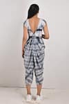 Shop_Bohame_Grey Crepe Printed Tie And Dye V Neck Diana & Jumpsuit _at_Aza_Fashions