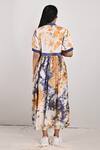 Shop_Bohame_Beige Crepe Printed Tie And Dye V Neck Seren & Dress _at_Aza_Fashions