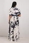 Shop_Bohame_White Crepe Printed Tie And Dye V Neck Tamsin & Dress _at_Aza_Fashions