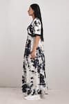 Buy_Bohame_White Crepe Printed Tie And Dye V Neck Tamsin & Dress _Online_at_Aza_Fashions