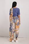 Shop_Bohame_Beige Crepe Printed Tie And Dye Round Adeline & Jumpsuit Saree _at_Aza_Fashions