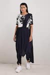 Buy_Bohame_Black Crepe Printed Tie And Dye Round Bryce & Jumpsuit Saree _at_Aza_Fashions