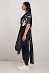 Bohame_Black Crepe Printed Tie And Dye Round Bryce & Jumpsuit Saree _at_Aza_Fashions