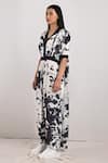 Buy_Bohame_White Crepe Printed Tie And Dye V Neck Dylan & Jumpsuit Saree _Online_at_Aza_Fashions