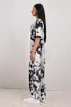 Shop_Bohame_White Crepe Printed Tie And Dye V Neck Dylan & Jumpsuit Saree _Online_at_Aza_Fashions