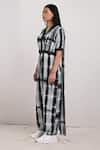 Bohame_Grey Crepe Printed Tie And Dye V Neck Joleen & Jumpsuit Saree _Online_at_Aza_Fashions