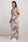 Buy_Bohame_Beige Crepe Printed Tie And Dye V Neck Nora & Jumpsuit Saree _Online_at_Aza_Fashions