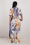 Shop_Bohame_Beige Crepe Printed Tie And Dye Mandarin Collar Sandra & Jumpsuit _at_Aza_Fashions