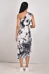 Shop_Bohame_White Crepe Printed Tie And Dye Asymmetric Vivian & One Shoulder Dress _at_Aza_Fashions