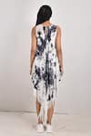 Shop_Bohame_White Crepe Printed Tie And Dye Round Noah & Dress _at_Aza_Fashions