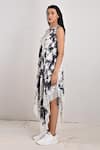 Buy_Bohame_White Crepe Printed Tie And Dye Round Noah & Dress _Online_at_Aza_Fashions