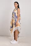 Bohame_Beige Crepe Printed Tie And Dye Round Donna & Dress _Online_at_Aza_Fashions