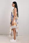 Buy_Bohame_Beige Crepe Printed Tie And Dye Round Donna & Dress _Online_at_Aza_Fashions