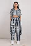 Buy_Bohame_Black Crepe Printed Tie And Dye Jacket Open Sienna & Pant Set _at_Aza_Fashions