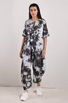 Buy_Bohame_Black Crepe Printed Tie And Dye Round Bella & Jumpsuit _at_Aza_Fashions