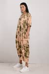 Bohame_Beige Crepe Printed Tie And Dye Round Bella & Jumpsuit _Online_at_Aza_Fashions