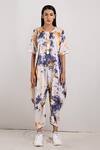 Buy_Bohame_Beige Crepe Printed Tie And Dye Round Bella & Jumpsuit _at_Aza_Fashions