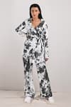 Buy_Bohame_Grey Tencel Printed Tie And Dye V Neck Emilia & Pant Set _at_Aza_Fashions