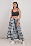 Buy_Bohame_Grey Crepe Printed Tie And Dye Jacket Open Elsie & Draped Pant Set _Online_at_Aza_Fashions