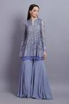 Shop_Asira_Blue Net Fleur Embroidered Kurta Sharara Set_Online_at_Aza_Fashions