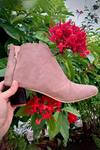 Shop_Tiesta_Pink Cut Work Blush Suede Boots _at_Aza_Fashions