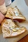 Buy_Tiesta_Gold Suede Embroidered Sneakers _at_Aza_Fashions