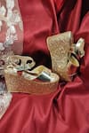 Buy_Tiesta_Gold Glitter Shimmer Suede Wedges _at_Aza_Fashions