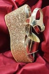 Shop_Tiesta_Gold Glitter Shimmer Suede Wedges _at_Aza_Fashions