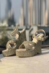 Buy_Tiesta_Silver Glitter Suede Wedges_at_Aza_Fashions