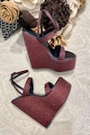 Buy_Tiesta_Red Glitter Shimmer Suede Wedges _at_Aza_Fashions