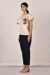 Buy_Arihant Rai Sinha_Beige Linen Satin Draped Sleeve Embroidered Top_Online_at_Aza_Fashions