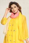 Shop_Falguni.Foram_Yellow Inner Slip Zari Butti Mal, Kurta Silk, Scarf Set _Online_at_Aza_Fashions