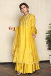 Buy_Falguni.Foram_Yellow Inner Slip Mal, Kurta Chanderi Silk, Sharara Viscose And Dupatta Set _at_Aza_Fashions