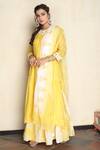 Shop_Falguni.Foram_Yellow Inner Slip , Kurta Chanderi Silk, Sharara And Dupatta Kota Set _at_Aza_Fashions