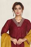 Shop Falguni.Foram Maroon Inner Slip Mal, Kurta Chanderi , Pant Modal And Dupatta Set Online at Aza Fashions Shop_Falguni.Foram_Maroon Inner Slip Mal, Kurta Chanderi , Pant Modal And Dupatta Set _Online_at_Aza_Fashions