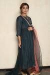 Shop_Falguni.Foram_Green Inner Slip Mal, Kurta Chanderi , Pant Modal And Dupatta Set _at_Aza_Fashions