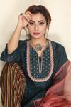 Buy_Falguni.Foram_Green Inner Slip Mal, Kurta Chanderi , Pant Modal And Dupatta Set _Online_at_Aza_Fashions
