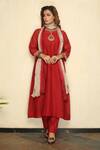 Buy_Falguni.Foram_Maroon Inner Slip Mal, Kurta , Pant And Dupatta Set _at_Aza_Fashions