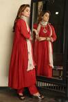 Shop_Falguni.Foram_Maroon Inner Slip Mal, Kurta , Pant And Dupatta Set _at_Aza_Fashions