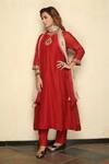 Falguni.Foram_Maroon Inner Slip Mal, Kurta , Pant And Dupatta Set _Online_at_Aza_Fashions
