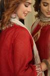 Shop_Falguni.Foram_Maroon Inner Slip Mal, Kurta , Pant And Dupatta Set _Online_at_Aza_Fashions