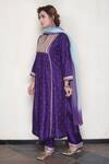 Shop_Falguni.Foram_Purple Kurta , Pant And Dupatta Organza Thread Embroidered Set _at_Aza_Fashions