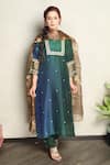 Buy_Falguni.Foram_Green Kurta Dupion Silk, Pant Viscose Gota Patti And Sequin Embroidered & Set _at_Aza_Fashions