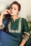 Buy_Falguni.Foram_Green Kurta Dupion Silk, Pant Viscose Gota Patti And Sequin Embroidered & Set _Online_at_Aza_Fashions