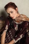 Falguni.Foram_Brown Kurta Dupion Silk, Pant Viscose Thread And Sequin Embroidered & Set _Online_at_Aza_Fashions